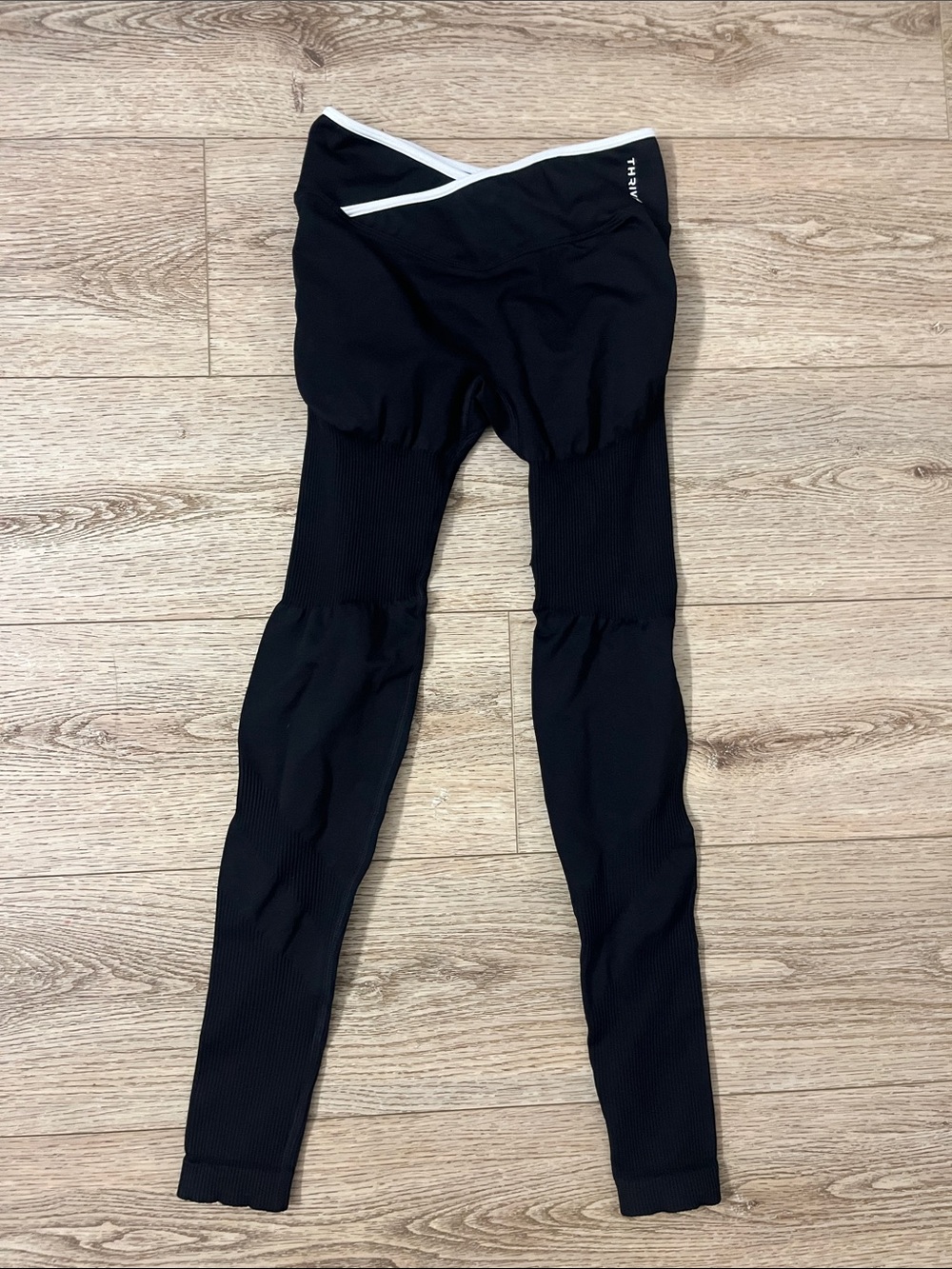 Black Kids Leggings with Crossover Waistband